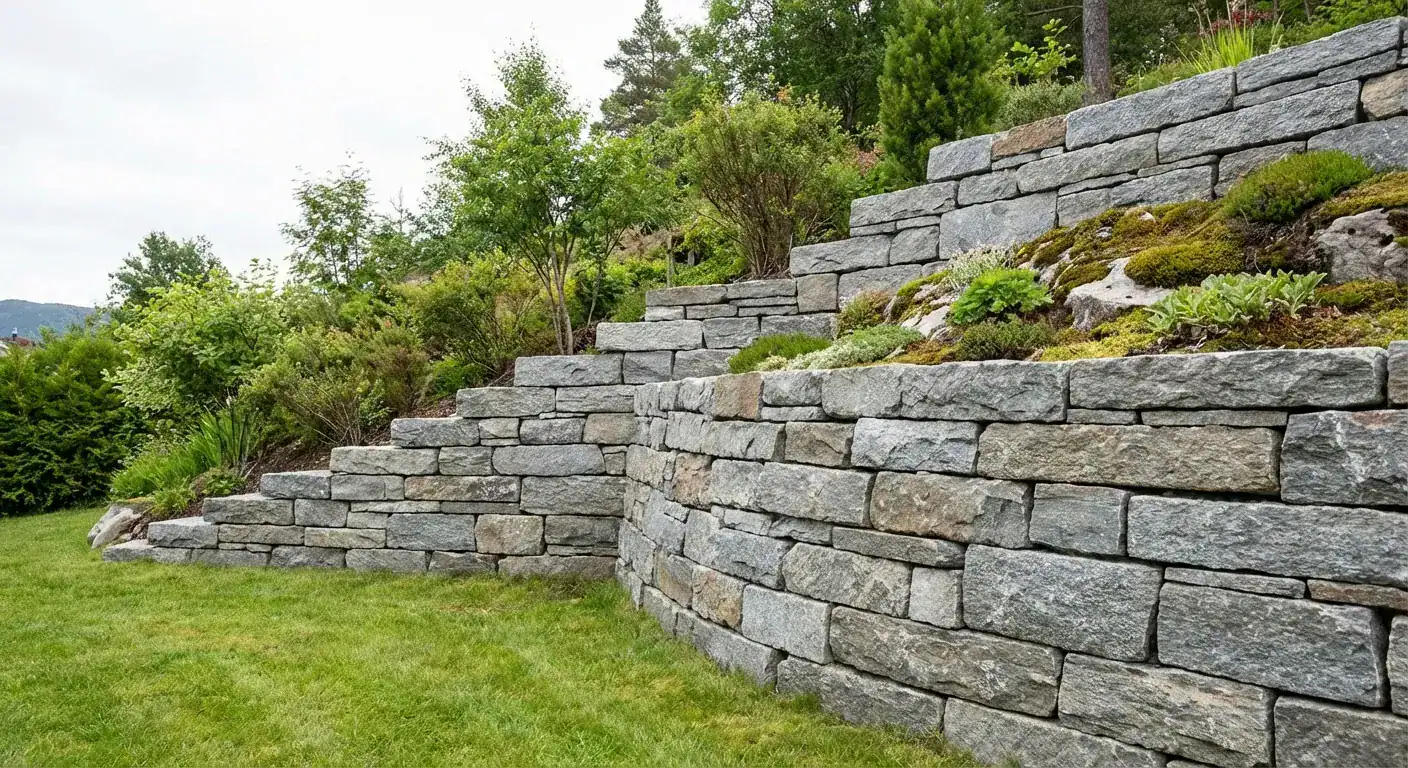 Bygge støttemur: En guide til materialvalg og konstruksjon i skrått terreng - Featured Image